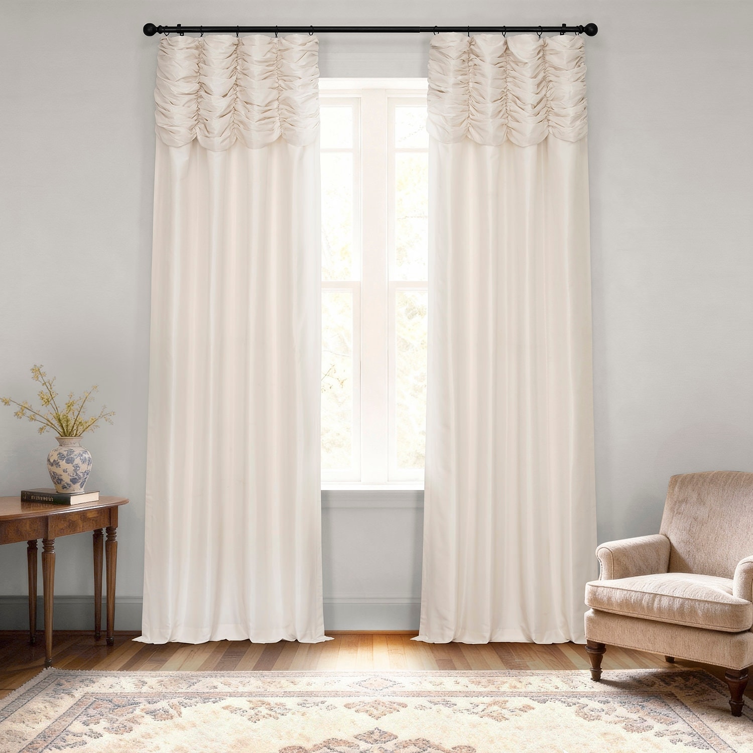 Exclusive Fabric Ruched Textured Faux Dupioni Silk Curtain (1 Panel)