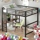 preview thumbnail 1 of 7, Full Size Loft Bed with Built-in Desk and Storage Shelves for Home Black