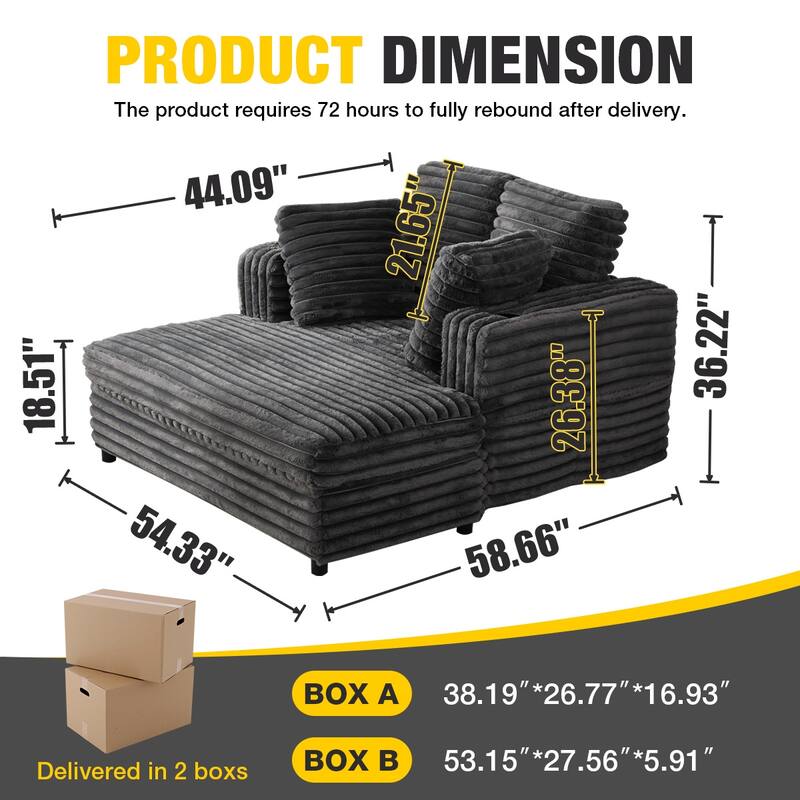 Chaise Lounge Chair with Side Pockets and USB Charging, Sofa Chair Accent Chair Reception Chair Reading Chair