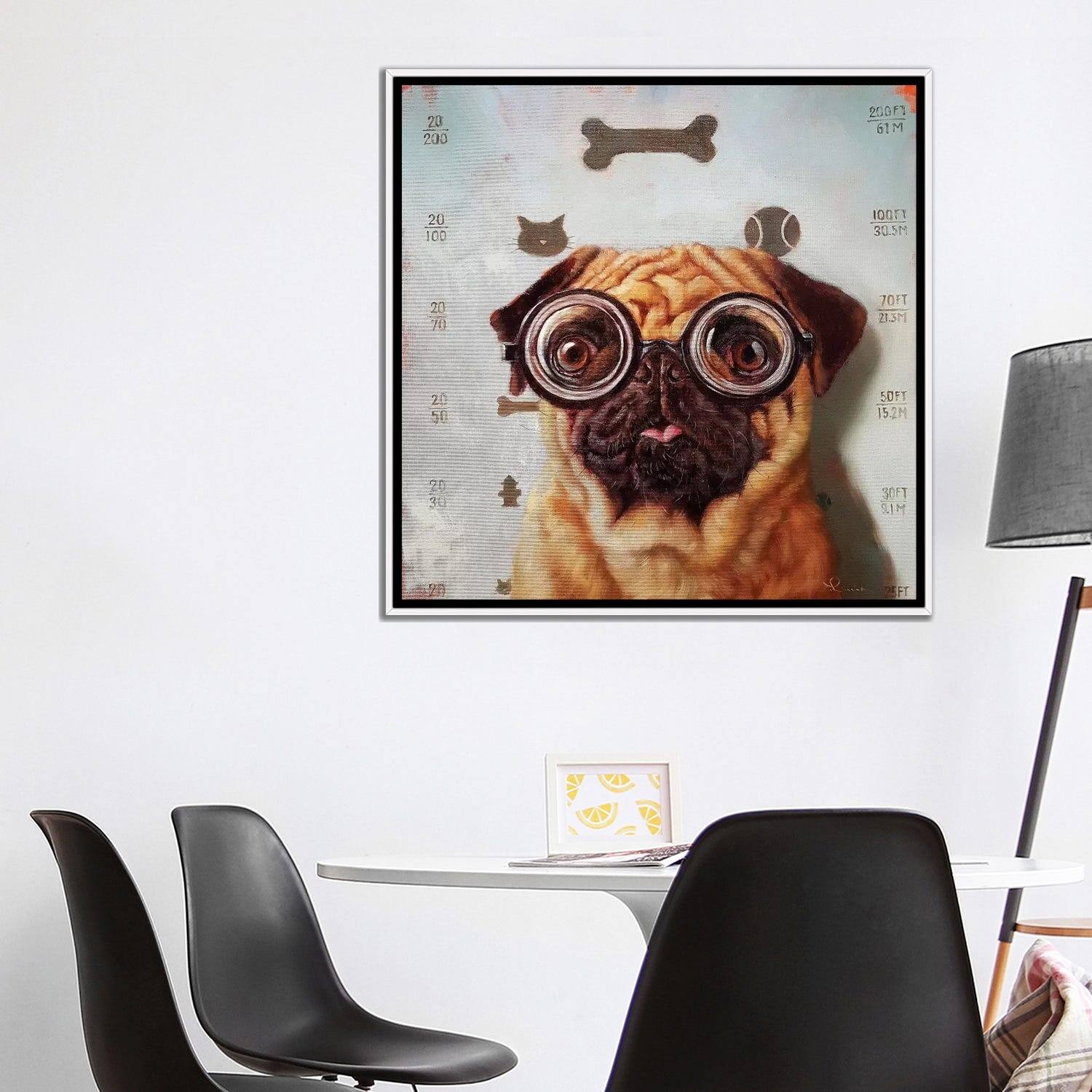 iCanvas quot Canine Eye Exam quot by Lucia Heffernan Framed Canvas Print Bed