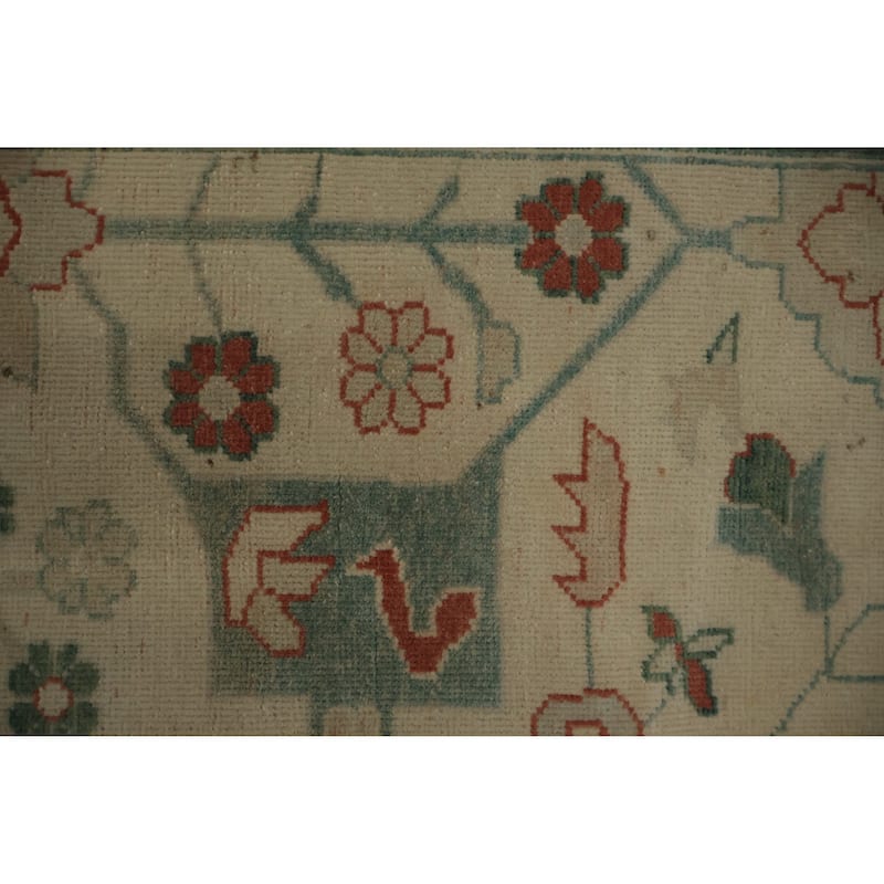 Hand Knotted Oriental 100% Wool Carpet Traditional Floral Beige & Ivories Ziegler Area Rug - 13' 7'' X 9' 9''