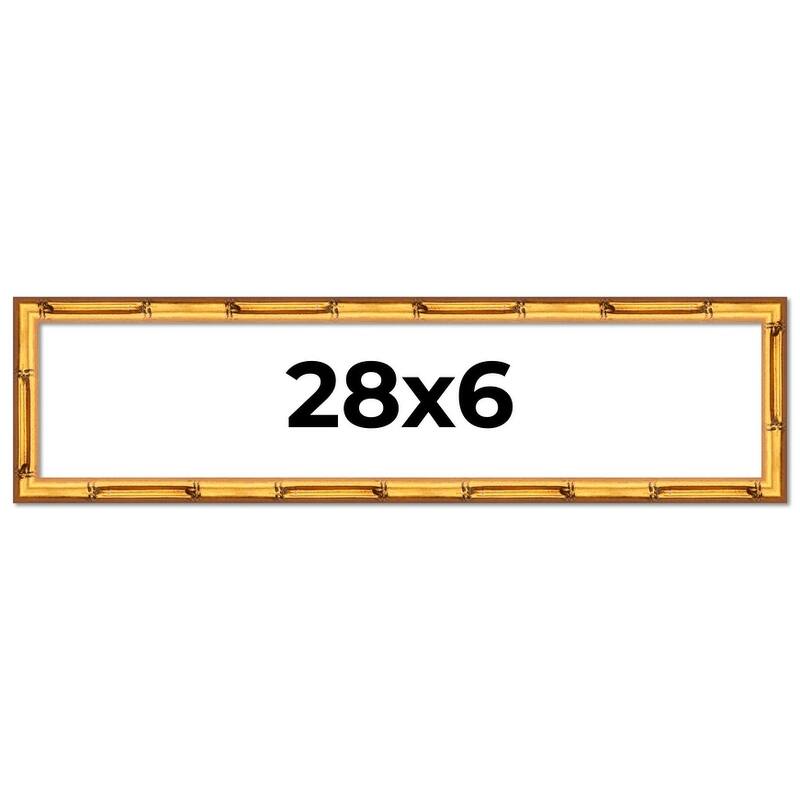 28x6 Frame Gold Bamboo Picture Frame Modern Photo Frame Includes UV Acrylic Shatter Guard Front Acid Free Foam Backing Board