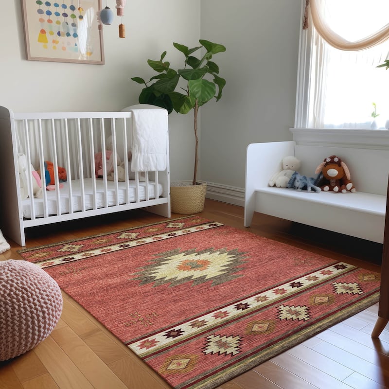 Premium Washable Super Soft Boho Tribal Mayfield Rug - Salmon - 2' 6" x 3' 10" - Rectangle