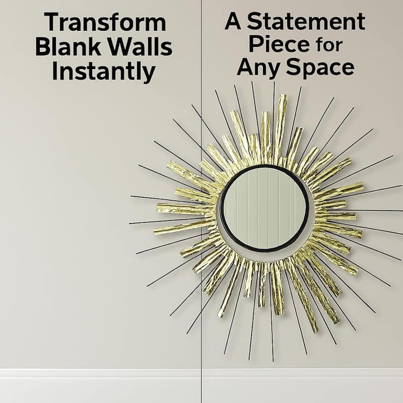 Aria Home Gold Sunburst Mirror Wall Art Round Oversized Accent Decor