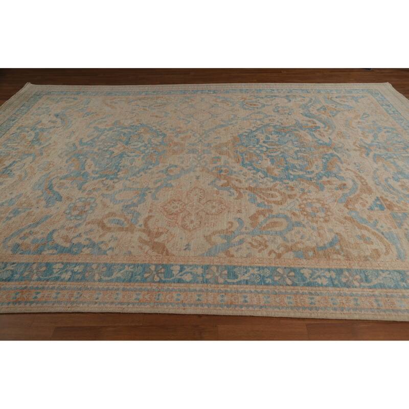 Vegetable Dye Transitional Oushak Turkish Rug Hand-Knotted Wool Carpet - 8'11"x 11'11"
