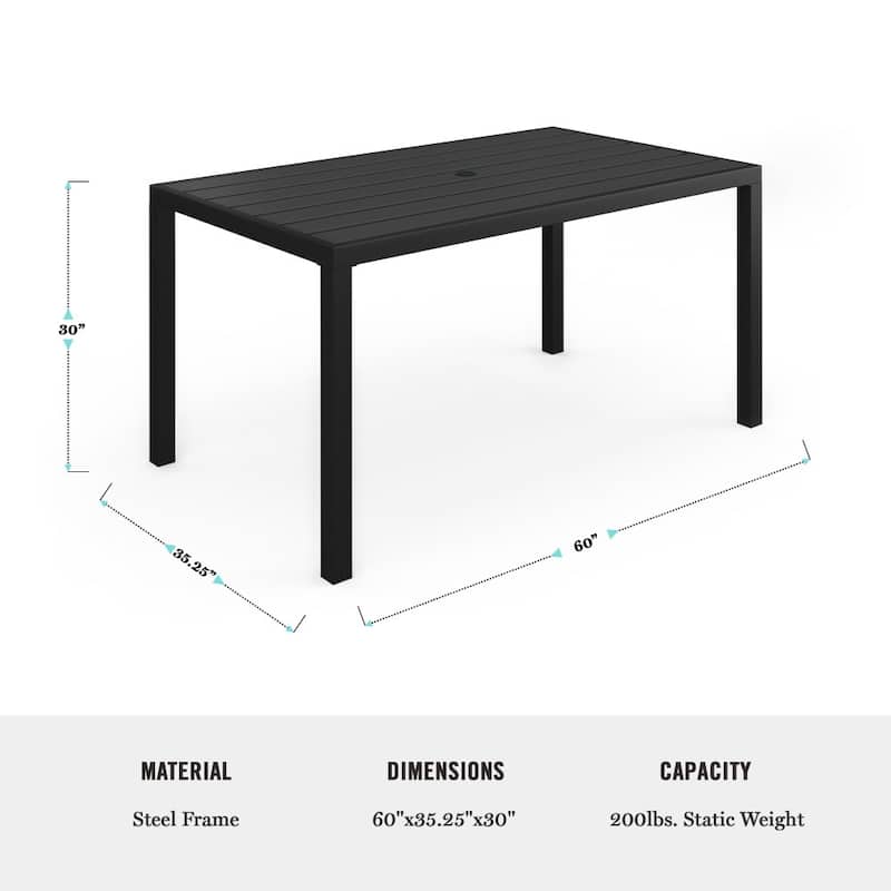 Martha Stewart 7-Piece Steel Patio Dining Set with 6 Stackable Chairs and 60" Table - 23"W x 26.25"D x 35.25"H