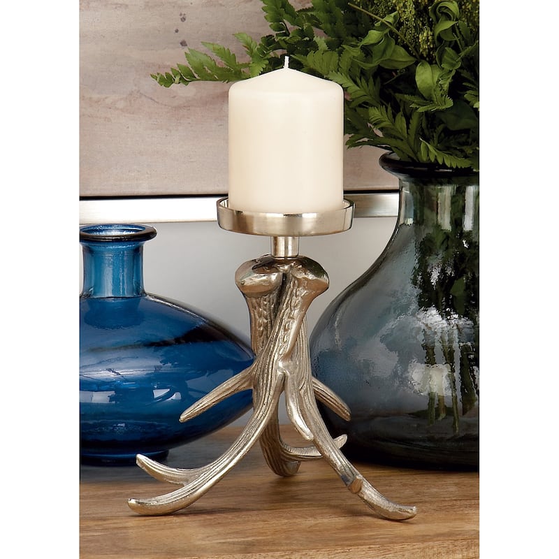Silver Aluminum Antler Candle Holder - 7 x 7 x 8