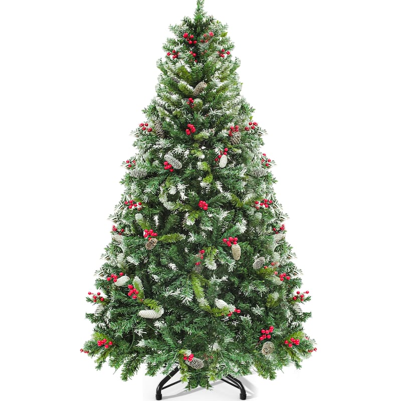 6/7.5/9 FT Pre-Lit Frosted Pine Artificial Christmas Tree with LED Lights