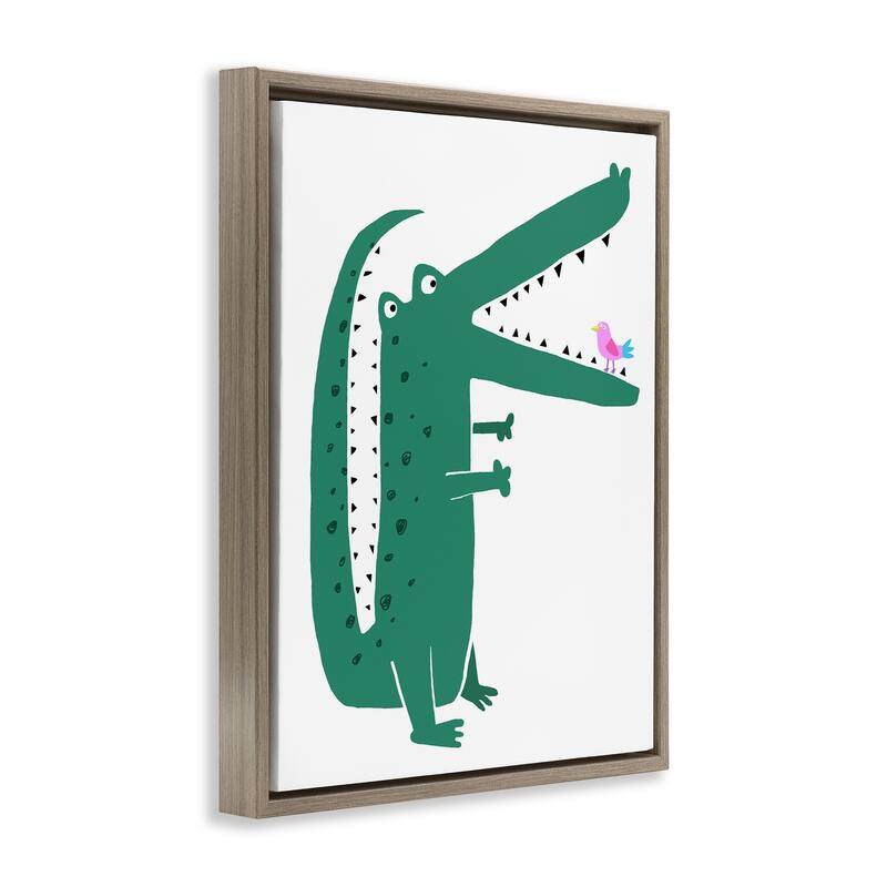 Stupell Alligator & Bird Friends Framed Floater Canvas Wall Art Design By Carla Daly