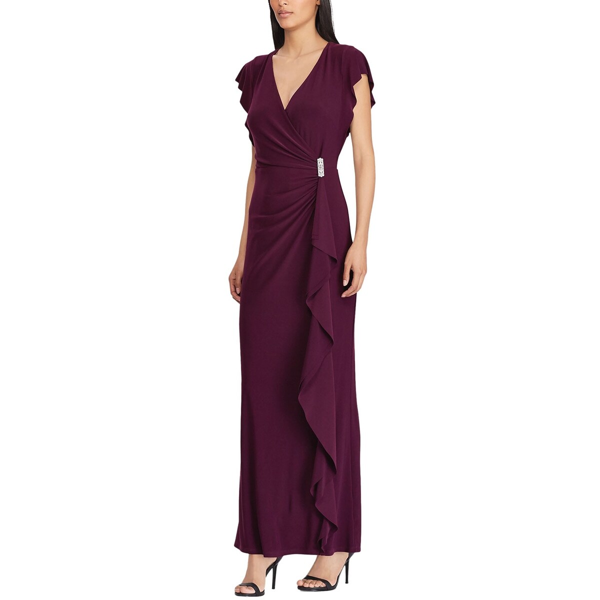 ralph lauren flutter sleeve gown