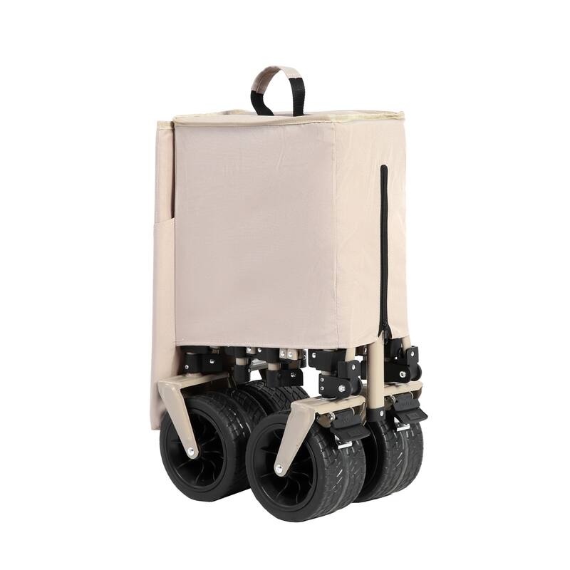 Foldable Wagon with All-Terrain Wheels & Drink Holders, 220lb Capacity