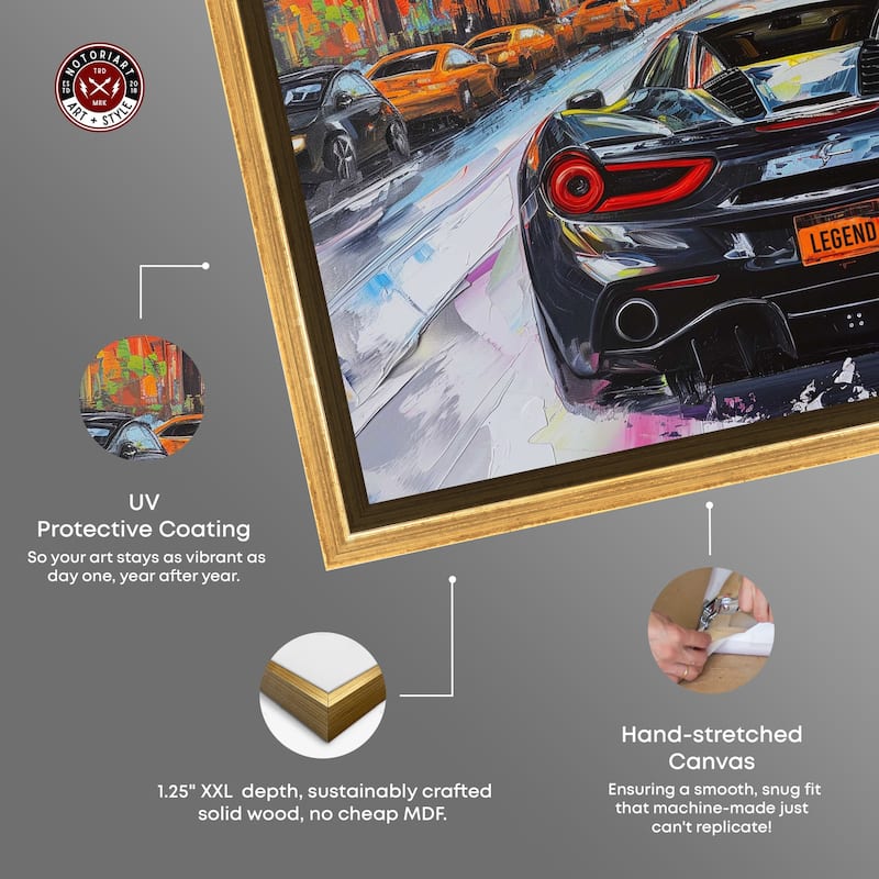 Notoriart Blast The Speakers Framed Car 1 Piece Canvas Wall Art