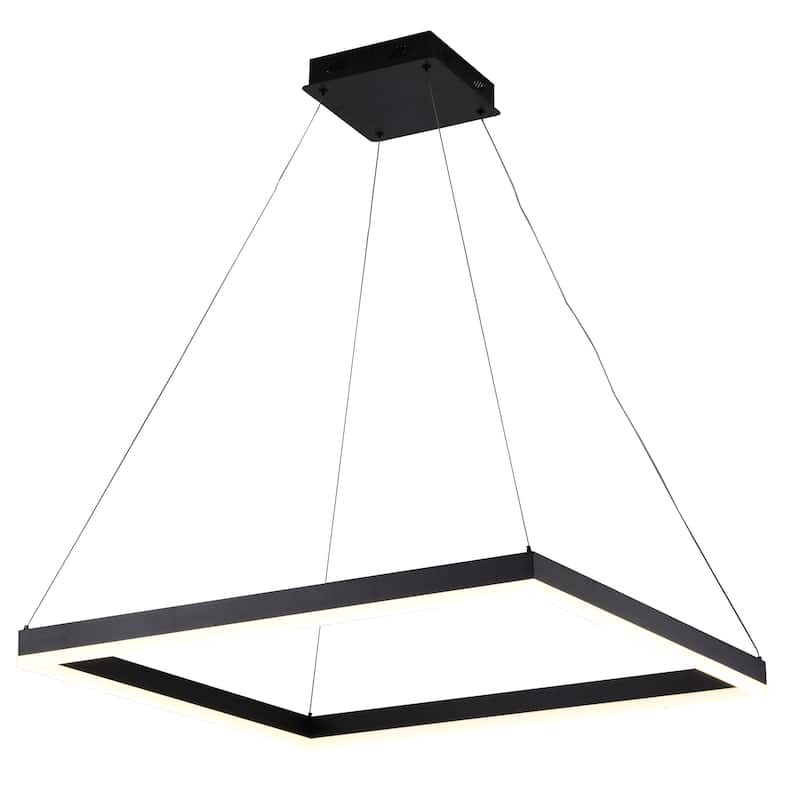 4-Light Matte Black Dimmable LED Chandelier With Acrylic Diffusers
