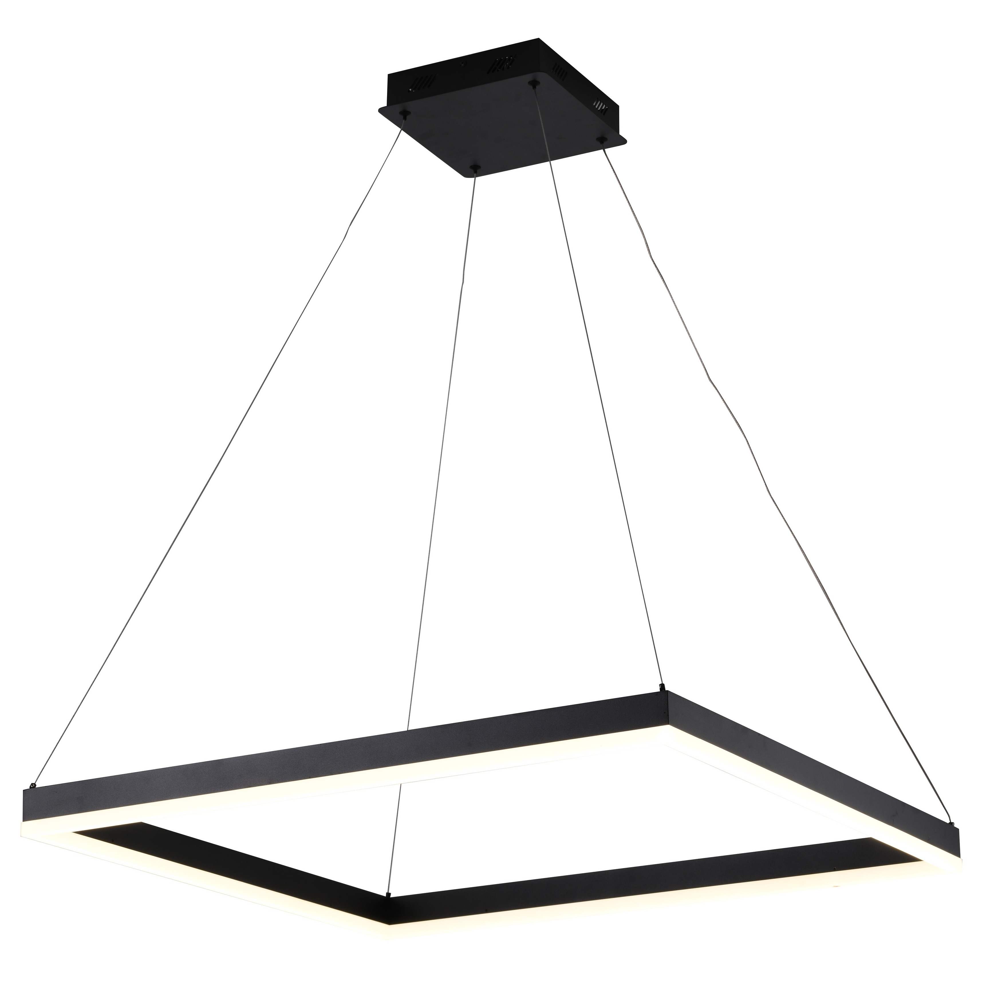 Transitional 4-Light Matte Black Dimmable LED Chandelier With Acrylic Diffusers