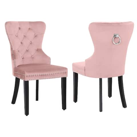 Grandview Tufted Upholstered Dining Chair (Set of 2) with Nailhead Trim and Ring Pull
