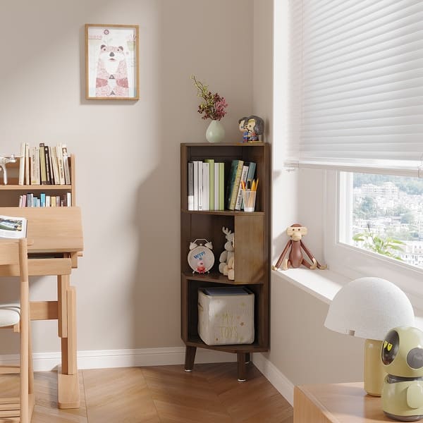 slide 2 of 7, Kids Bookshelf, Premium Corner Bookshelf, Children Book Rack, Bookcase - 22" x 13.8" x 45.3" 22" x 13.8" x 45.3"