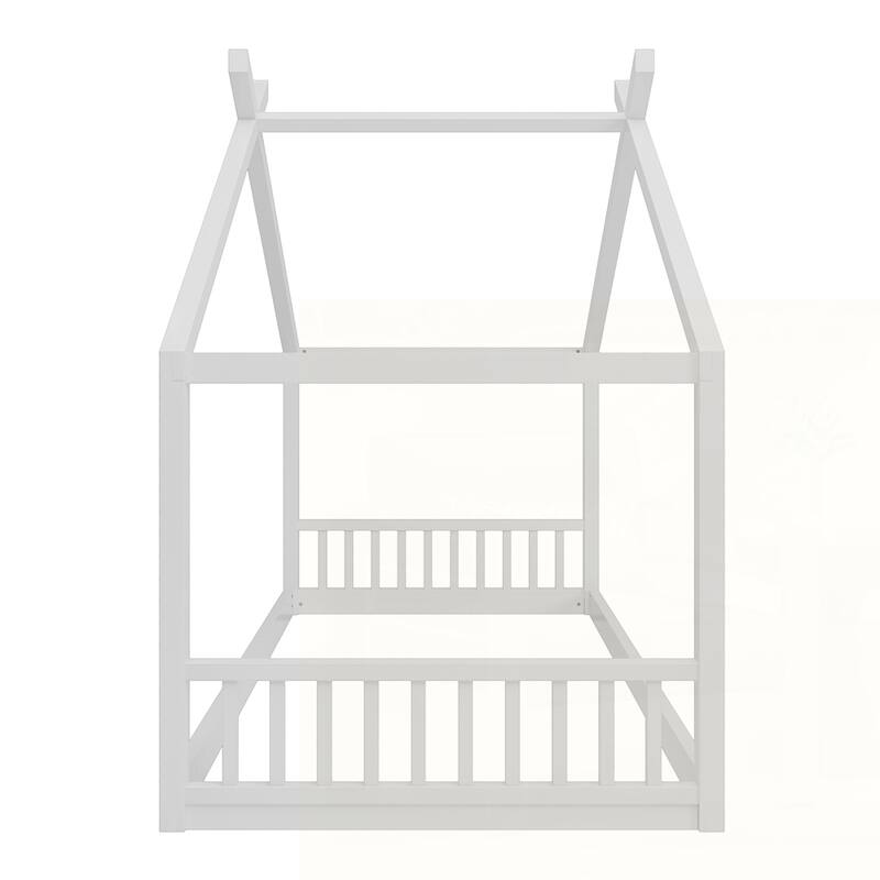 Floor Bed Frame with Headboard and Footboard