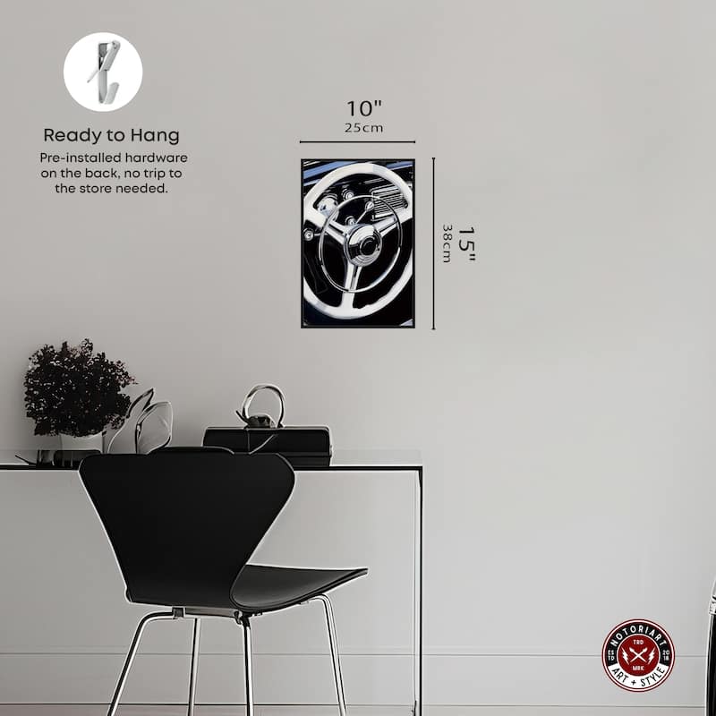 Notoriart Classy Steering Wheel Framed Car 1 Piece Canvas Wall Art