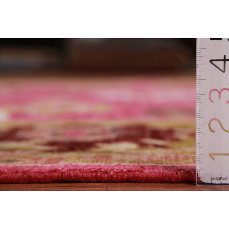 Hand Knotted Oriental 100% Wool Carpet Transitional All-Over Pink Oushak Area Rug - 9' 8'' X 8' 0''