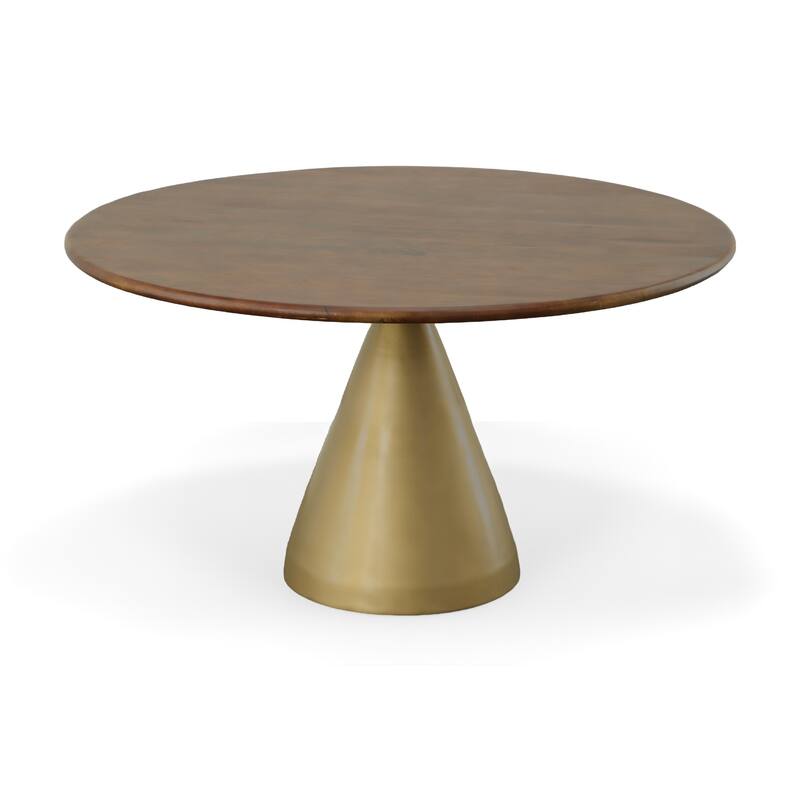 Carolina Living Gio 54" Pedestal Dining Table - Elm/Gold