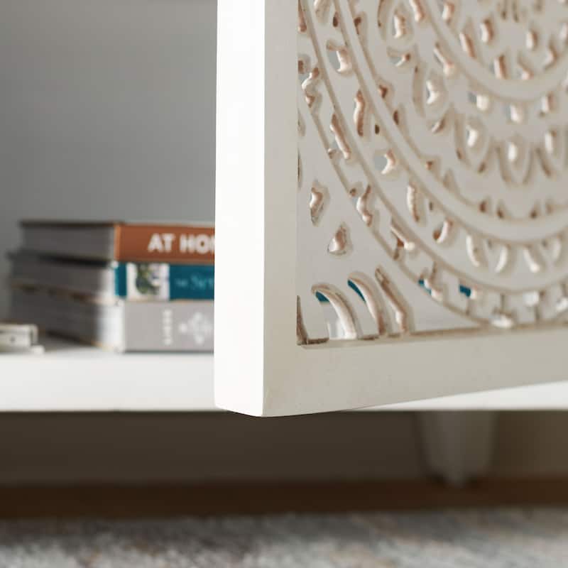 SAFAVIEH Giselle 2-Shelf 2-Door Media Stand (Fully Assembled) - 42 In. W x 15 In. D x 26 In. H - 42Wx15Dx26H