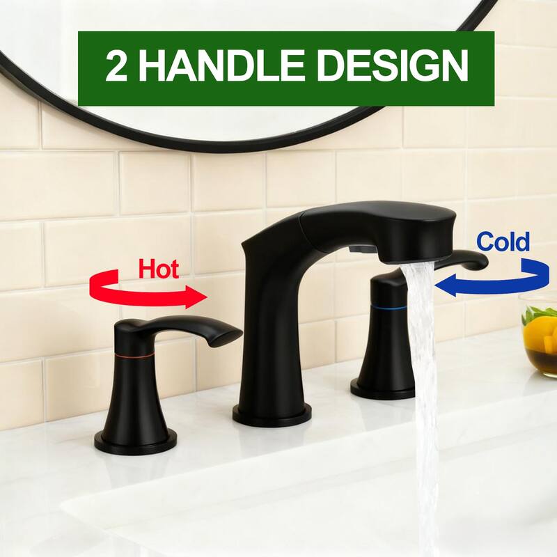 Topcraft Pull Down Two Handle Bathroom Sink Faucet