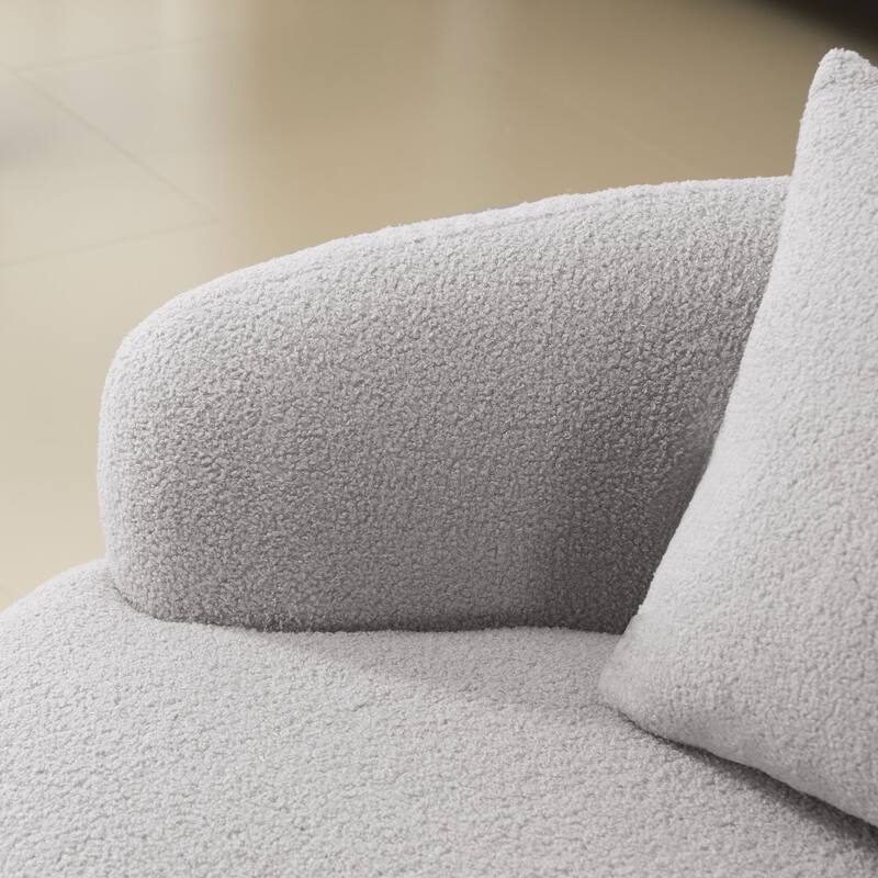 Cloud-like Curved Loveseat Sofa Teddy Fabric Compression Couch