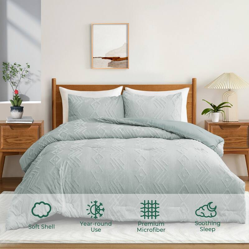 All Season Tufted Clipped Down Alternative Comforter Set