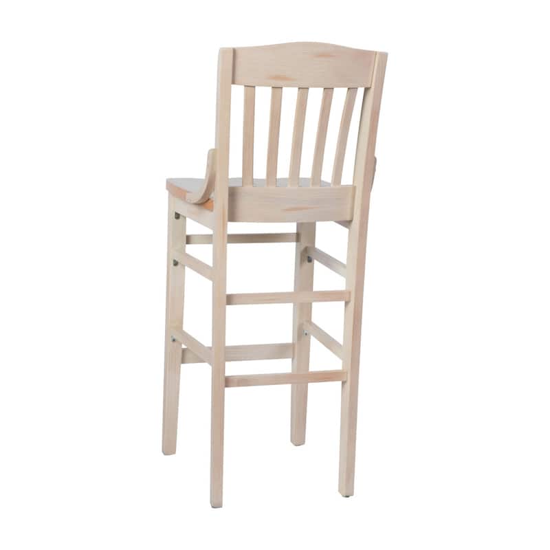 School House Back Wood Restaurant Dining Barstool - 18.5"W x 18.75"D x 44"H