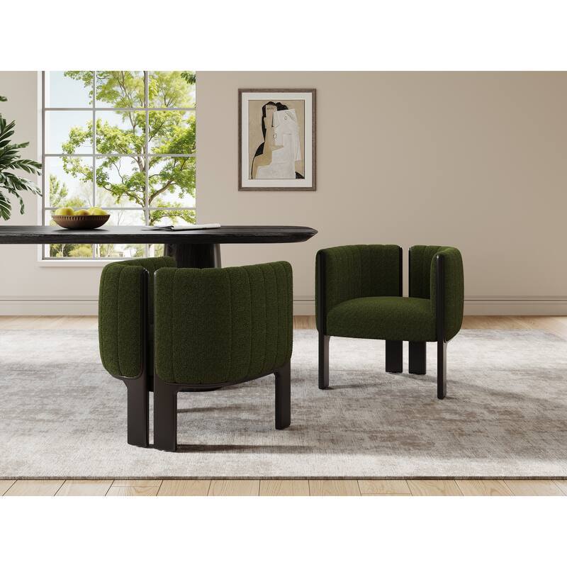 Fabric Upholstered Dining Chairs Set of 2, Ergonomic Kitchen Side Chairs, Accent Chairs with Rubber Wood Frame