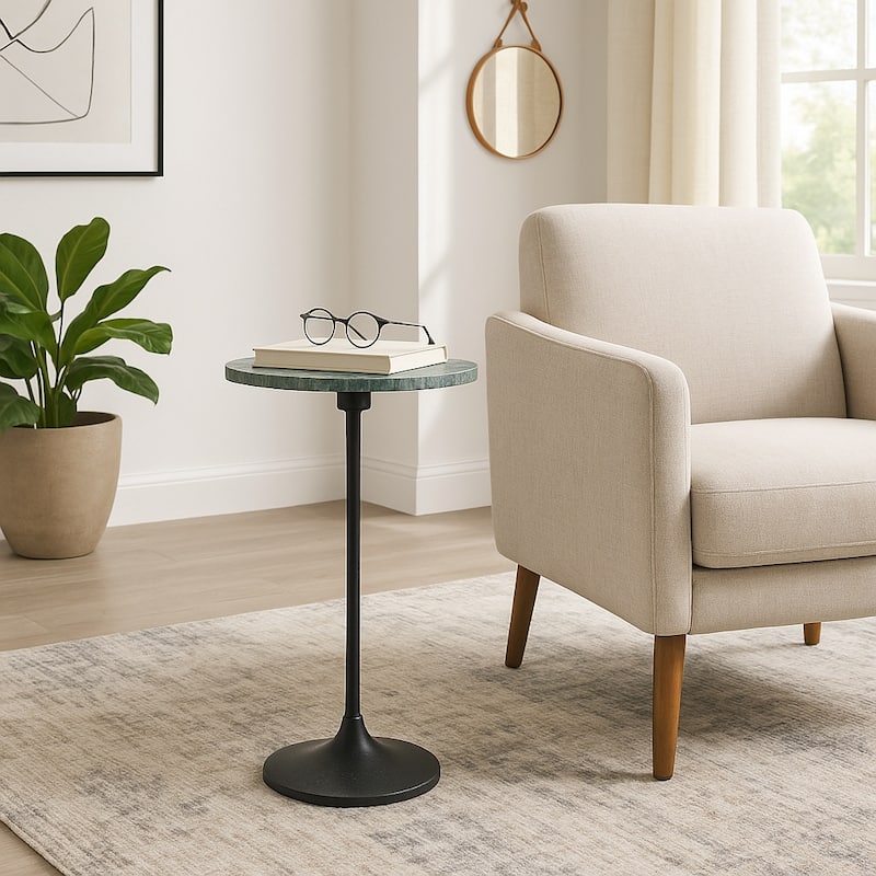 Modern Small Accent End Table with Metal Base - 27" - Green - 27.25"
