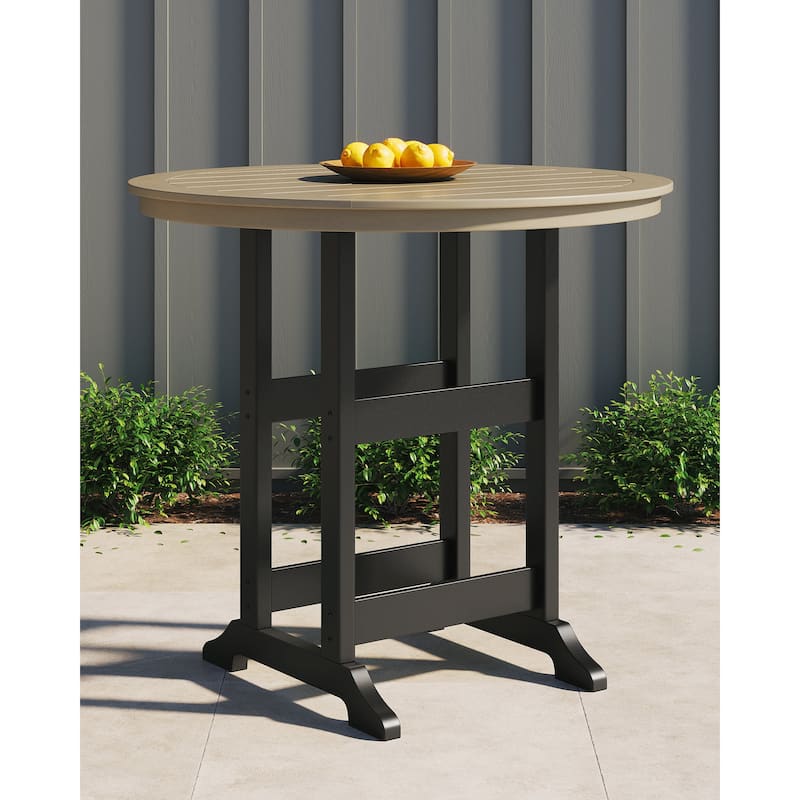 Signature Design by Ashley Fairen Trail Black/Driftwood 3-Piece Outdoor Dining Package - 45.13" W x 45.13" D x 42" H