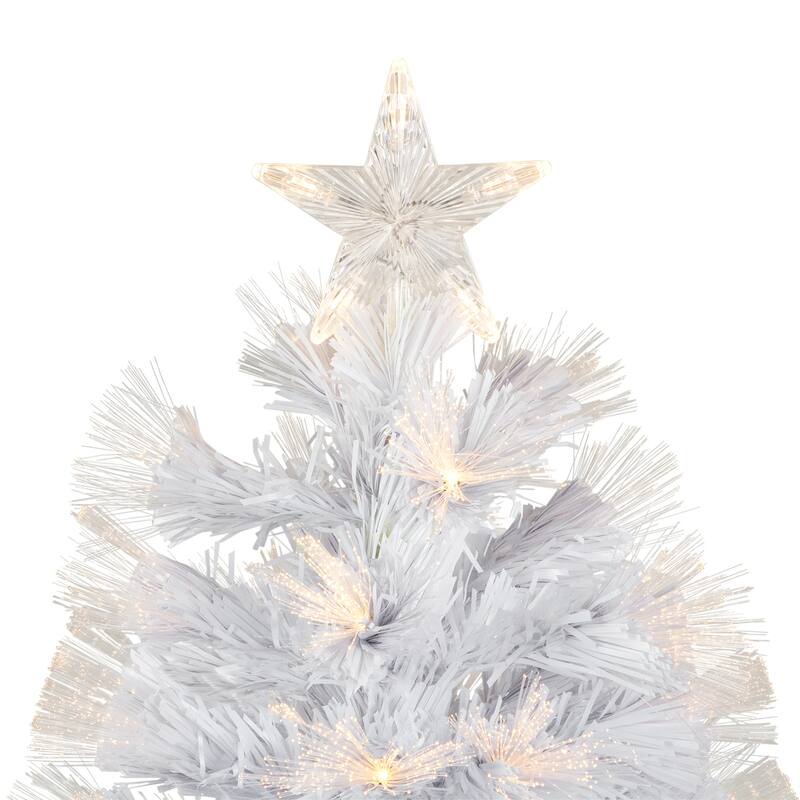 3' White Fiber Optic Artificial Christmas Tree, Warm White Lights - 3 Foot