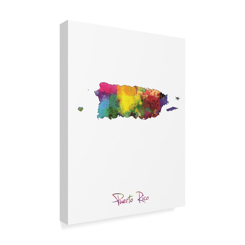 Michael Tompsett 'Puerto Rico Watercolor Map Ii' Canvas Art