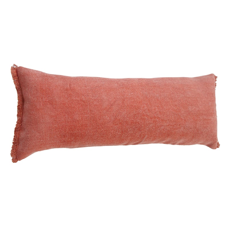 Sevita Light Pink Solid Stonewash Throw Pillow with Fringe