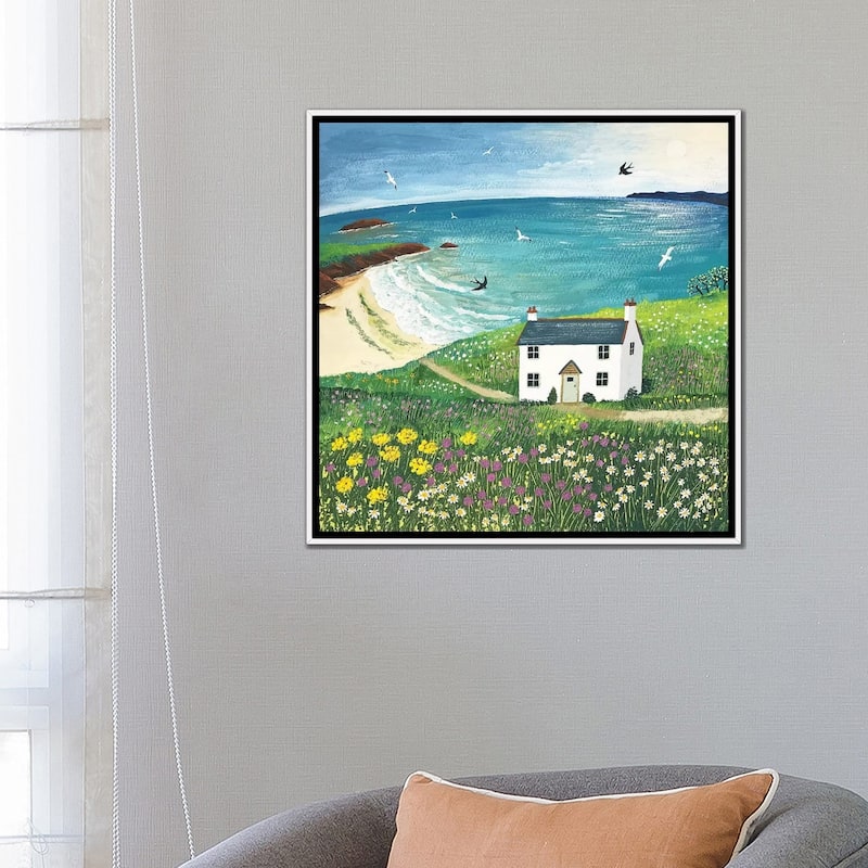 iCanvas "Seaside Cottage" by Jo Grundy Framed Canvas Print