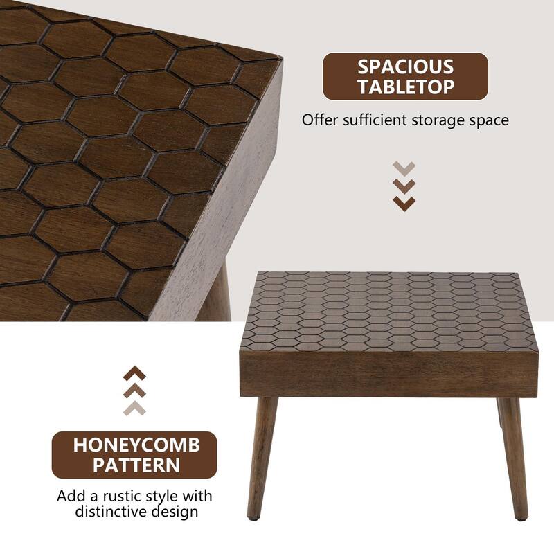 SUNBURY Farmhouse Brown Solid Wood Coffee Table for Living Room