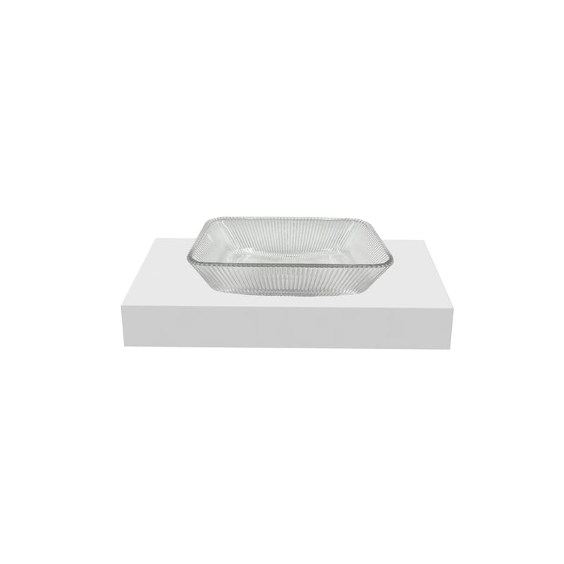 Charlie 18" Rectangle Decorative Crystal Vessel Sinks With White Base - 30"Countertop - 18"Clear