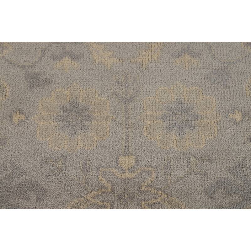 Gray Oushak Indian Area Rug Handmade Wool Carpet - 6'2" x 8'10"