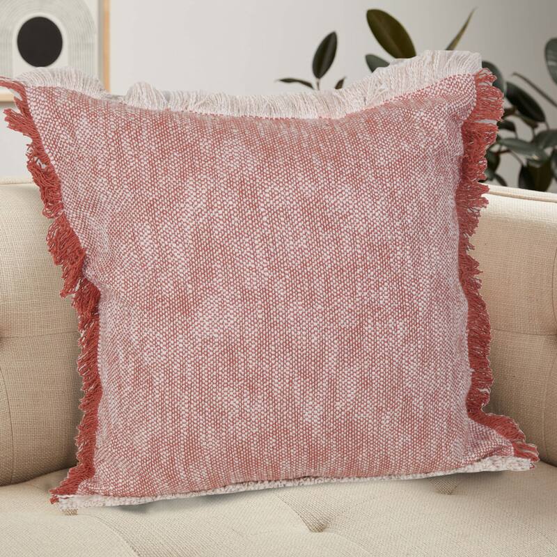 Sevita Two-Tone Cotton Fringe Throw Pillow