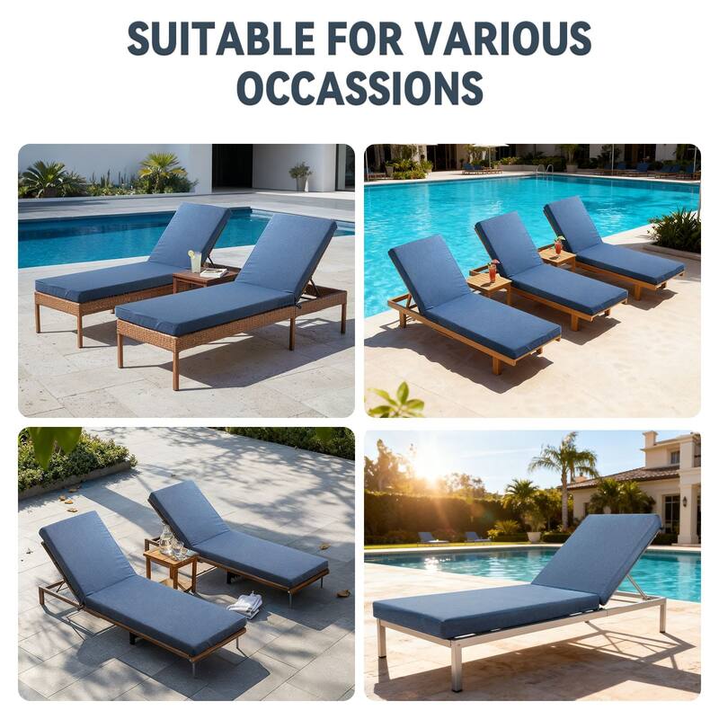 Gymojoy 72x22x3.5 Inch Outdoor Chaise Lounge Cushion, Waterproof Patio & Pool Chair Cushion with Removable Cover