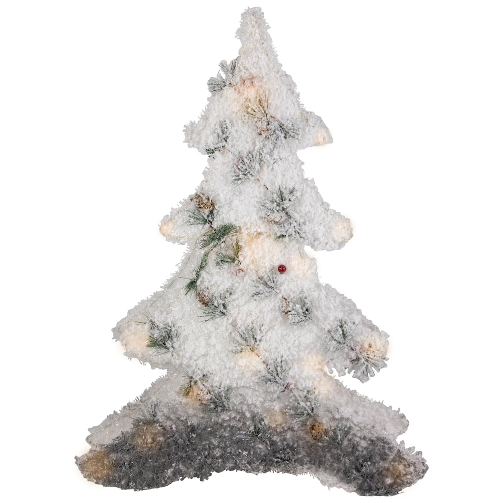 LED Lighted 2D Tinsel and Pine Christmas Tree Decoration - 27.5"