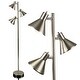 preview thumbnail 1 of 2, Dorm 3 Light Floor Lamp with 3 Adjustable Lights (BRUSHED NICKEL) - Measures: L:14.90 in. x W:14.90 in. x H:63.70 in.