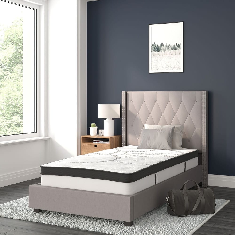 Tufted Platform Bed with 10 Inch Pocket Spring Mattress