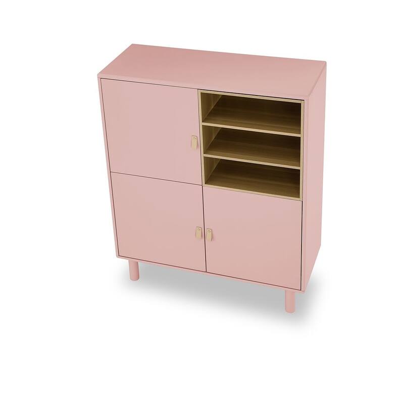 3 Doors Wooden Cabinet with Leather Handle