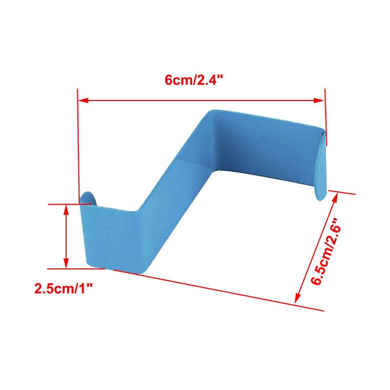 Metal Z Shaped Over Door Hooks Clothes Towel Hanger Holder Blue 2 Pcs
