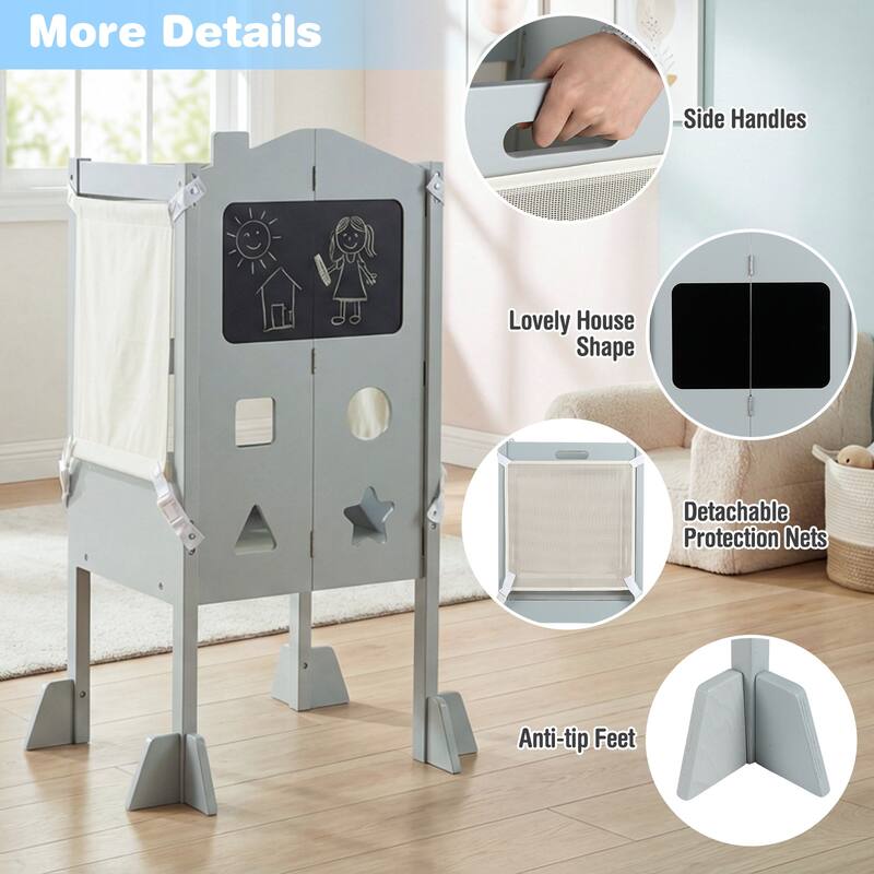 Gymax Foldable Toddler Step Stool w/Chalkboards 2-Step Stool