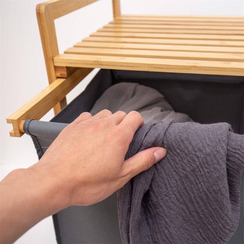 Laundry Hamper and Shelf - 27.09"L x 14.4"W x 26.38"H