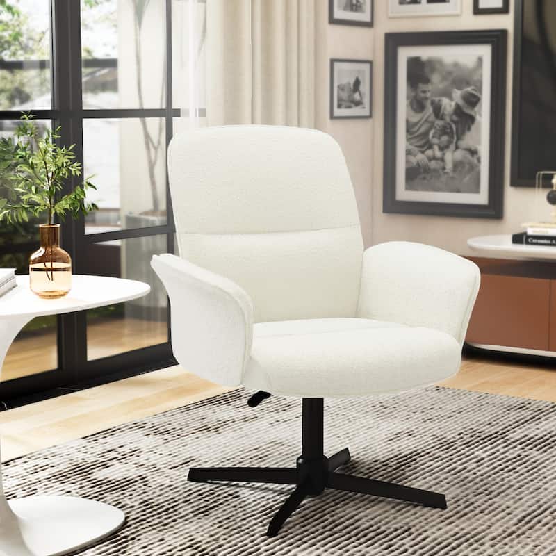 Homylin Boucle Modern Swivel & Adjustable Leisure Chair Adjustable Height Wide Seat Home Office Armchair