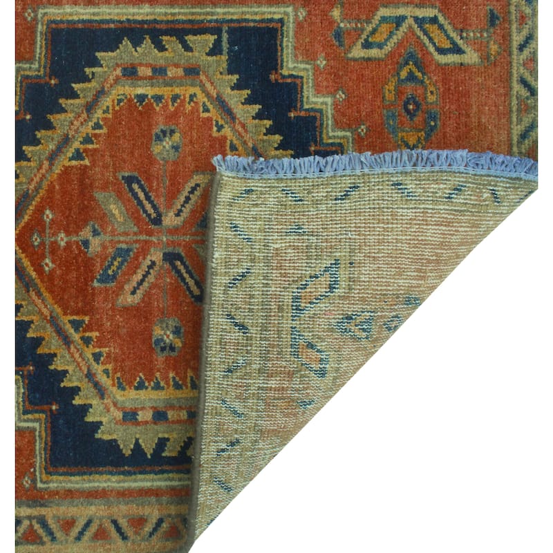 Fine Vintage Distressed Bo Rust/Navy Runner - 2'3" x 10'3"